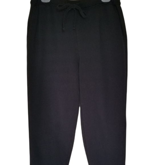 Eileen Fisher black wide leg organic cotton drawstring sweatpants Pet Large